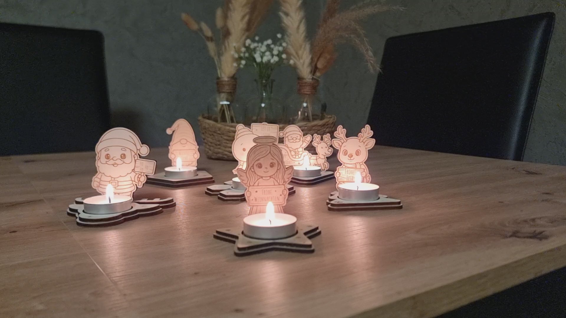 Laserdatei Teelichthalter Weihnachten Set – 6 Figuren | 3–4 mm