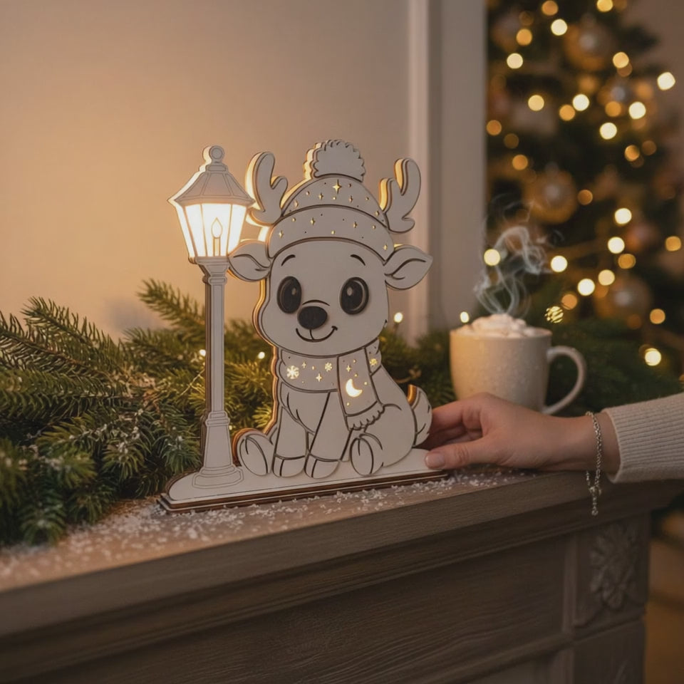 Rentier Nachtlicht – Laserdatei für weihnachtliche Deko